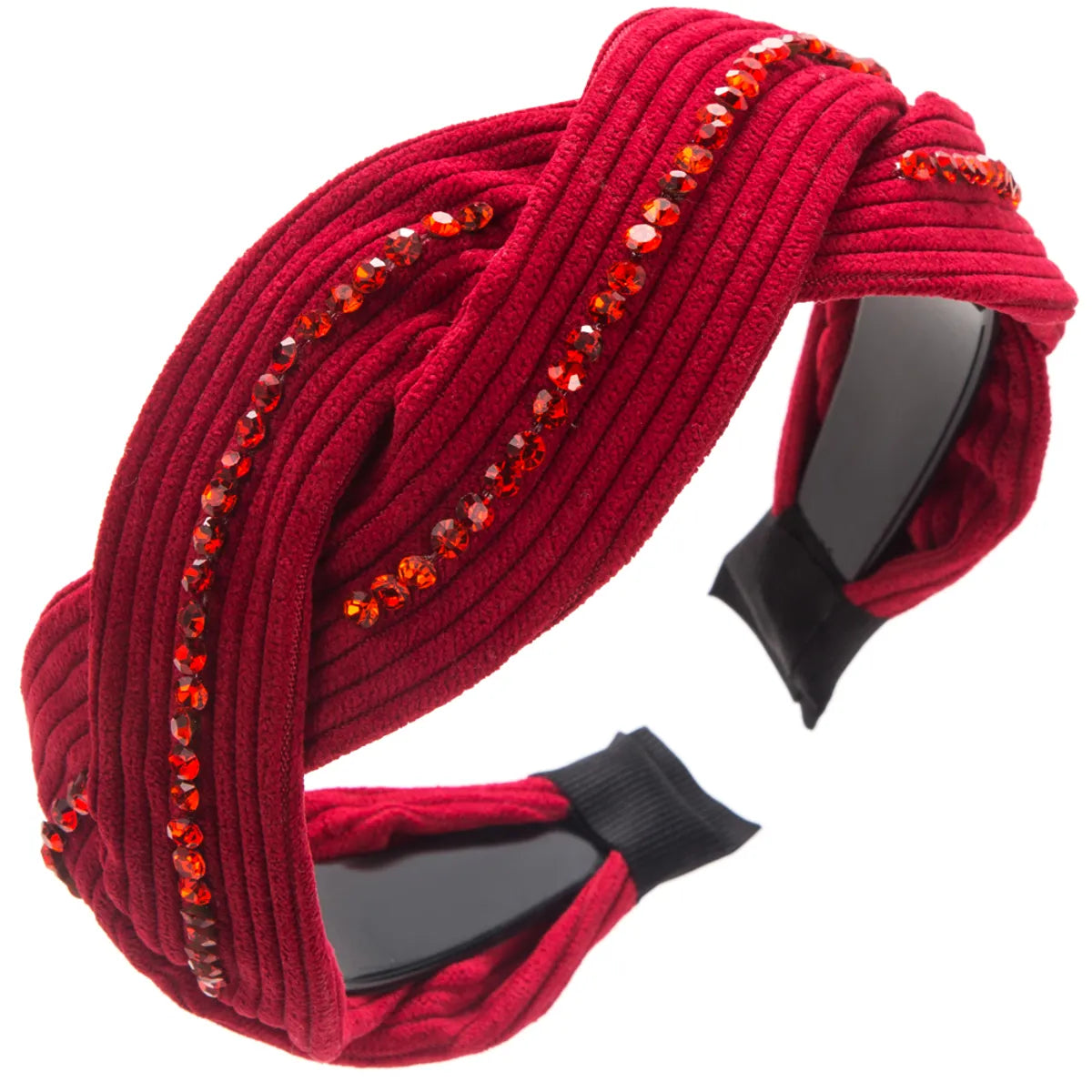 Women'S Casual Modern Style Color Block Cloth Criss Cross Inlay Rhinestones Hair Band