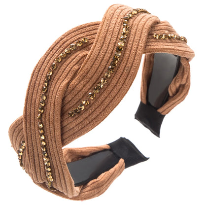 Women'S Casual Modern Style Color Block Cloth Criss Cross Inlay Rhinestones Hair Band