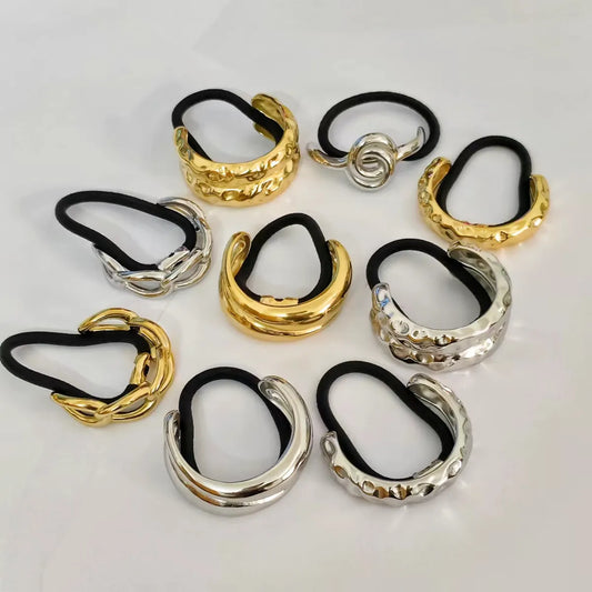 Women'S Casual Modern Style Square Bow Knot Shell 304 Stainless Steel Metal Shiny Metallic Hair Tie