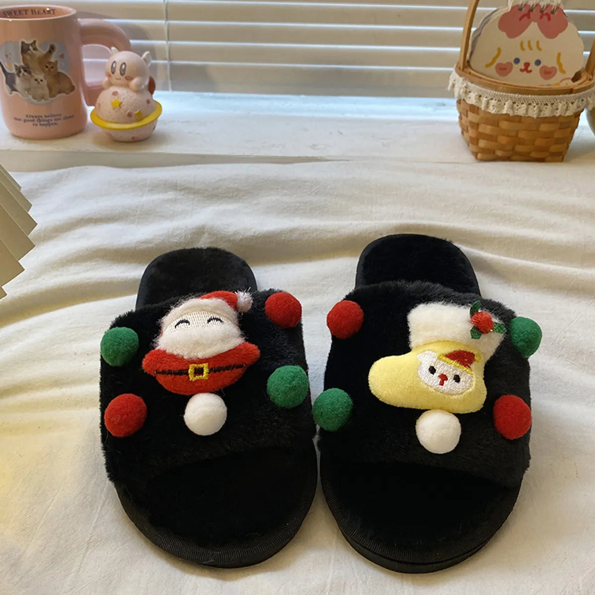 Women'S Casual Santa Claus Round Toe Plush Slippers