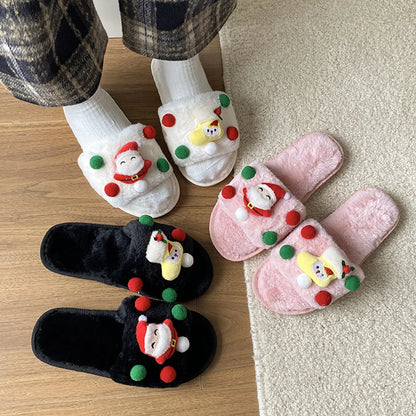 Women'S Casual Santa Claus Round Toe Plush Slippers