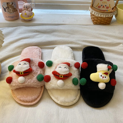 Women'S Casual Santa Claus Round Toe Plush Slippers