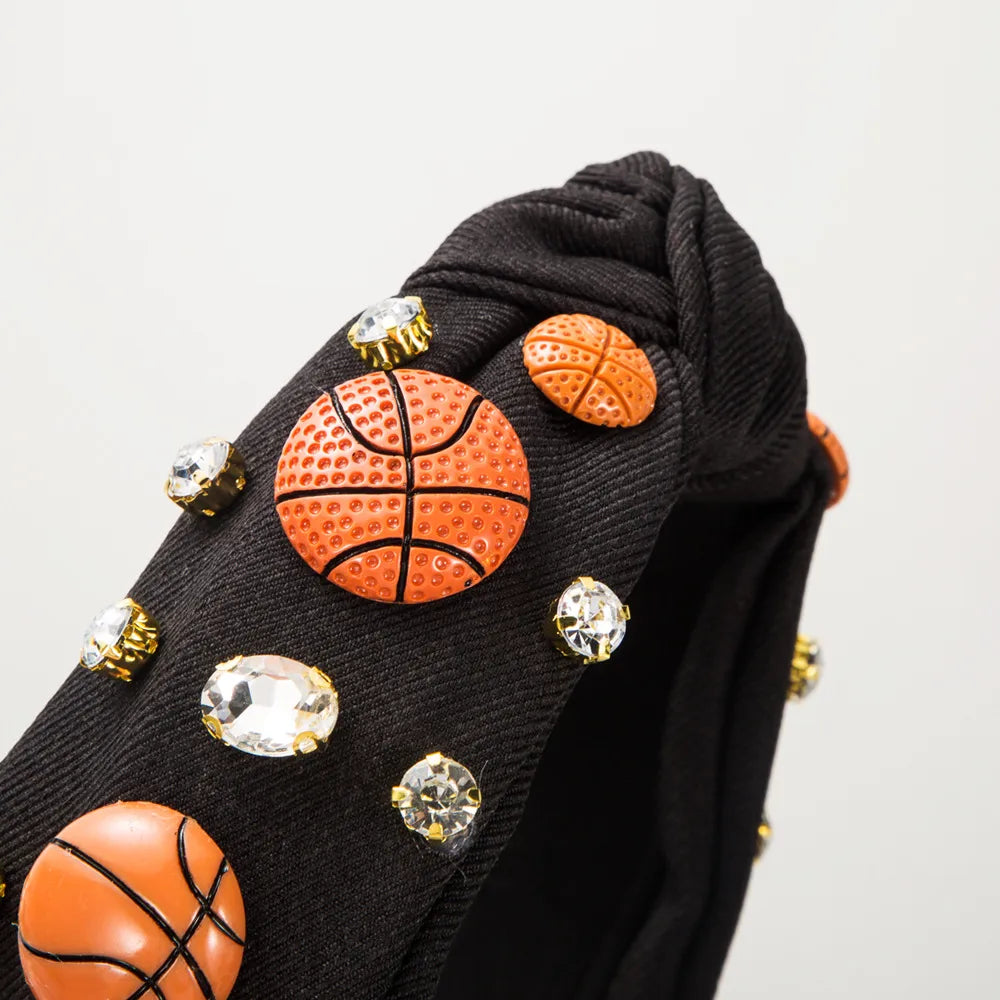 Women'S Casual Simple Style Basketball Football Cloth Inlay Rhinestones Hair Band