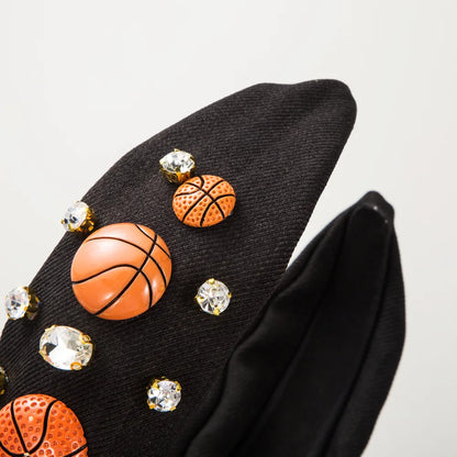 Women'S Casual Simple Style Basketball Football Cloth Inlay Rhinestones Hair Band