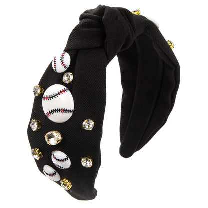 Women'S Casual Simple Style Basketball Football Cloth Inlay Rhinestones Hair Band