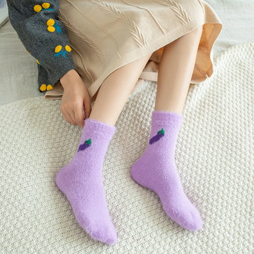 Women'S Casual Simple Style Cartoon Fruit Polyester Jacquard Crew Socks A Pair