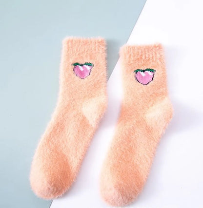 Women'S Casual Simple Style Cartoon Fruit Polyester Jacquard Crew Socks A Pair