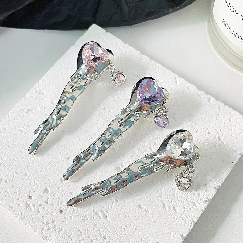 Women'S Casual Simple Style Heart Shape Bow Knot Alloy Plating Zircon Hair Clip