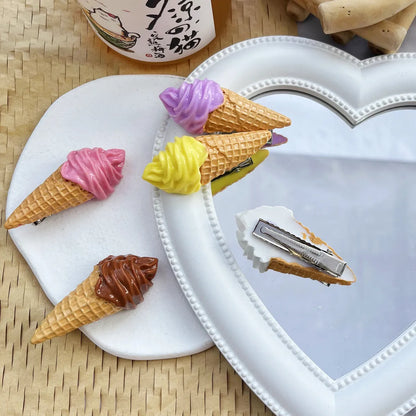 Women'S Casual Simple Style Ice Cream Plastic Resin Epoxy Hair Clip