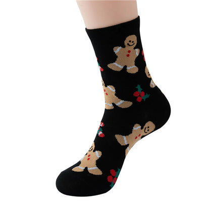 Women'S Casual Simple Style Santa Claus Snowman Elk Cotton Crew Socks A Pair