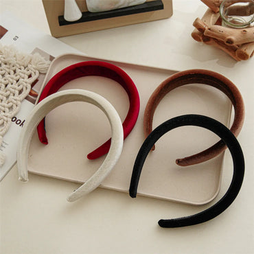 Women'S Casual Simple Style Solid Color Velvet Handmade Hair Band