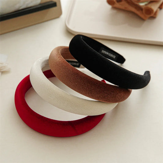 Women'S Casual Simple Style Solid Color Velvet Handmade Hair Band