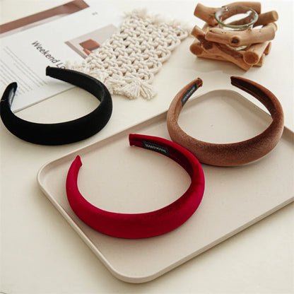 Women'S Casual Simple Style Solid Color Velvet Handmade Hair Band