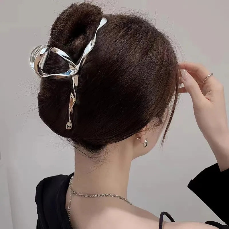 Women'S Casual Simple Style Star Solid Color Alloy Metal Hollow Out Hair Clip Hairpin Hair Claws