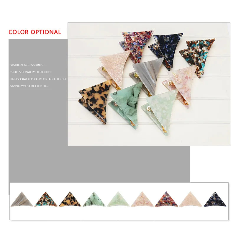 Women'S Casual Simple Style Triangle Color Block Acetic Acid Sheets Handmade Hair Claws