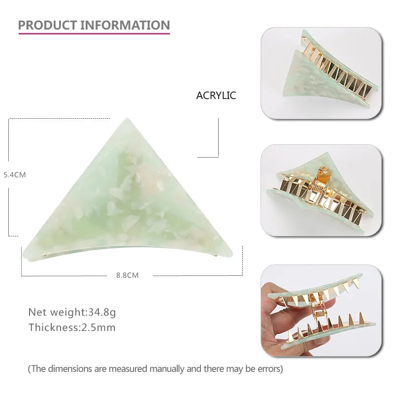 Women'S Casual Simple Style Triangle Color Block Acetic Acid Sheets Handmade Hair Claws