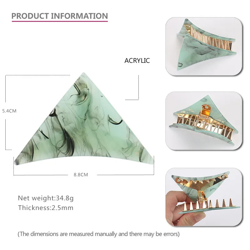 Women'S Casual Simple Style Triangle Color Block Acetic Acid Sheets Handmade Hair Claws