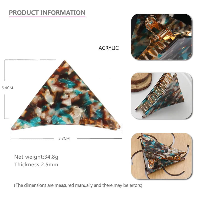 Women'S Casual Simple Style Triangle Color Block Acetic Acid Sheets Handmade Hair Claws