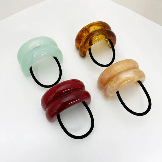 Women'S Casual Simple Style U Shape Elastic Band Resin Hair Tie