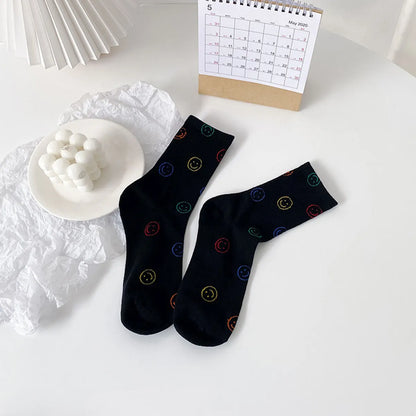 Women'S Casual Smile Face Cotton Crew Socks A Pair