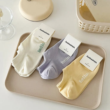 Women'S Casual Solid Color Cotton Ankle Socks A Pair