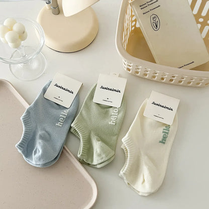 Women'S Casual Solid Color Cotton Ankle Socks A Pair