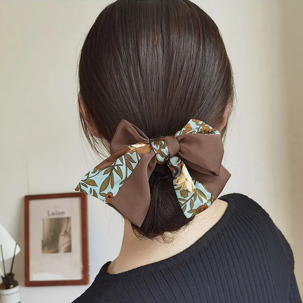 Women'S Casual Sweet Flower Cloth Printing Hair Clip Hair Tie