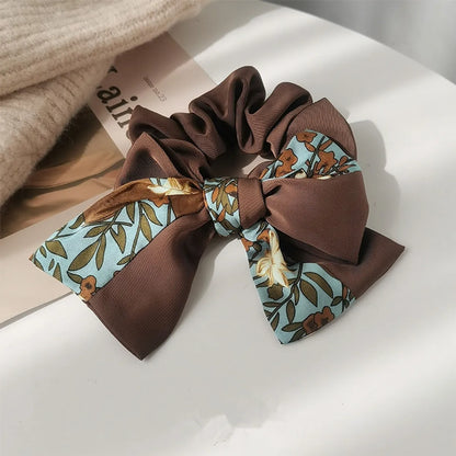 Women'S Casual Sweet Flower Cloth Printing Hair Clip Hair Tie