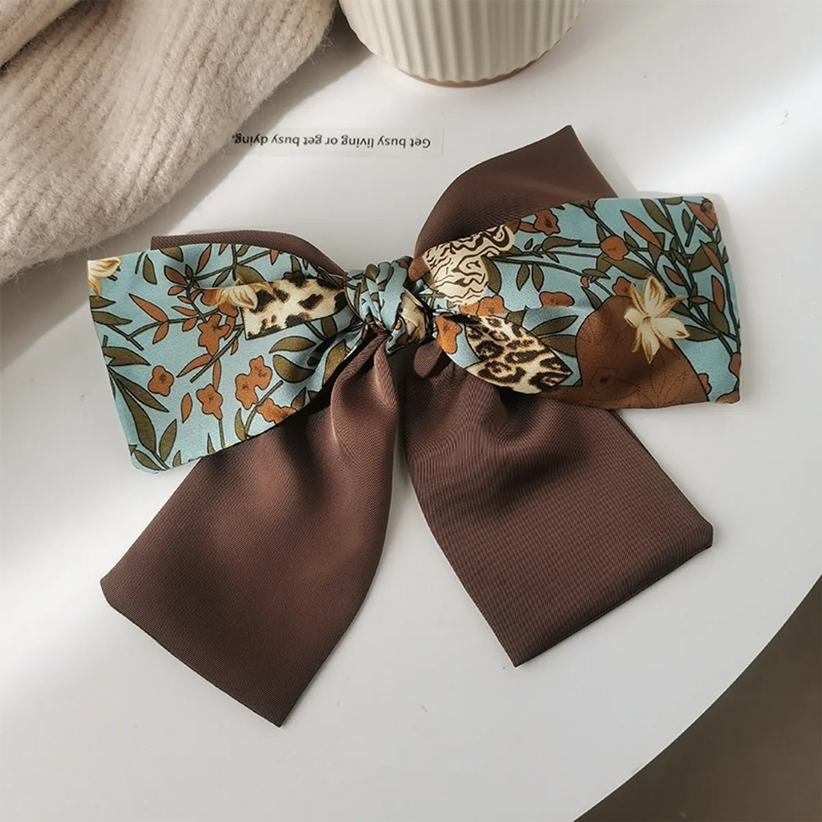 Women'S Casual Sweet Flower Cloth Printing Hair Clip Hair Tie