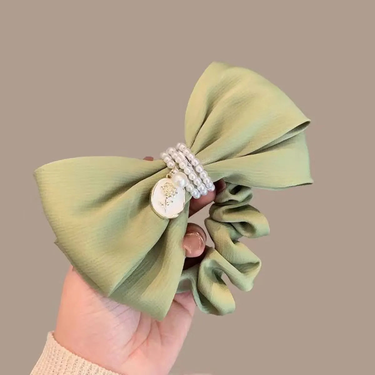 Women'S Casual Sweet Flower Cloth Printing Hair Clip Hair Tie