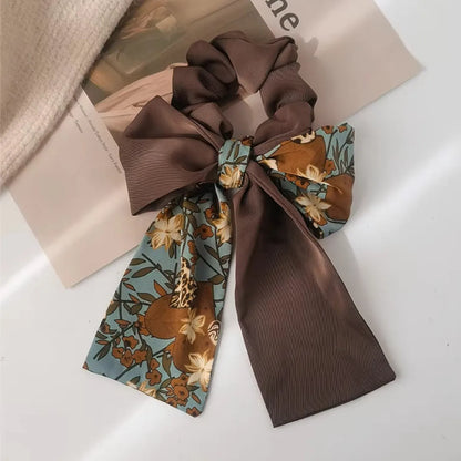 Women'S Casual Sweet Flower Cloth Printing Hair Clip Hair Tie