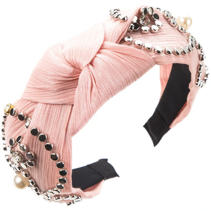 Women'S Casual Vacation Classic Style Color Block Alloy Cloth Inlay Rhinestones Hair Band