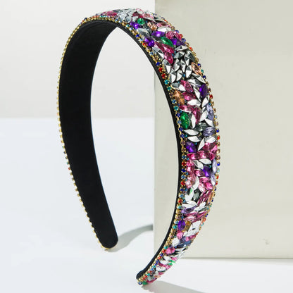 Women'S Casual Vacation Classic Style Color Block Alloy Inlay Glass Hair Band