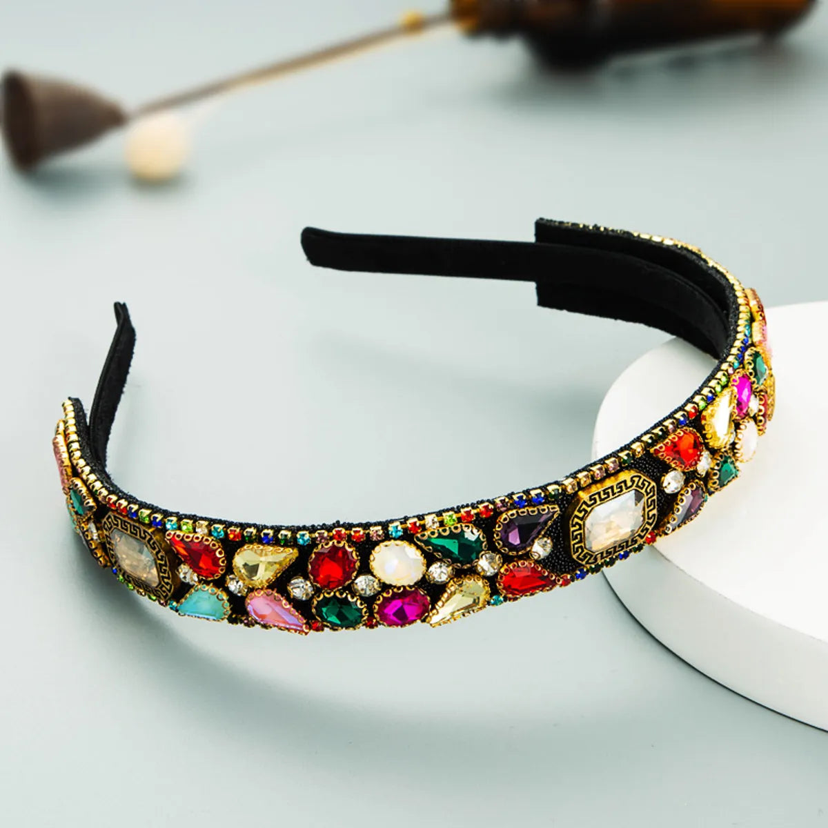 Women'S Casual Vacation Classic Style Color Block Alloy Rhinestone Glass Inlay Rhinestones Hair Band