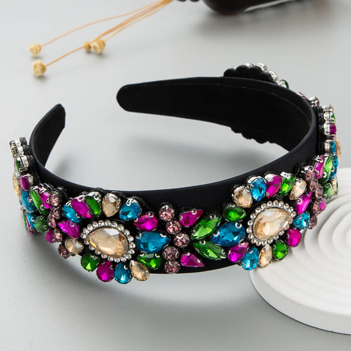 Women'S Casual Vacation Classic Style Color Block Alloy Rhinestone Glass Inlay Rhinestones Hair Band