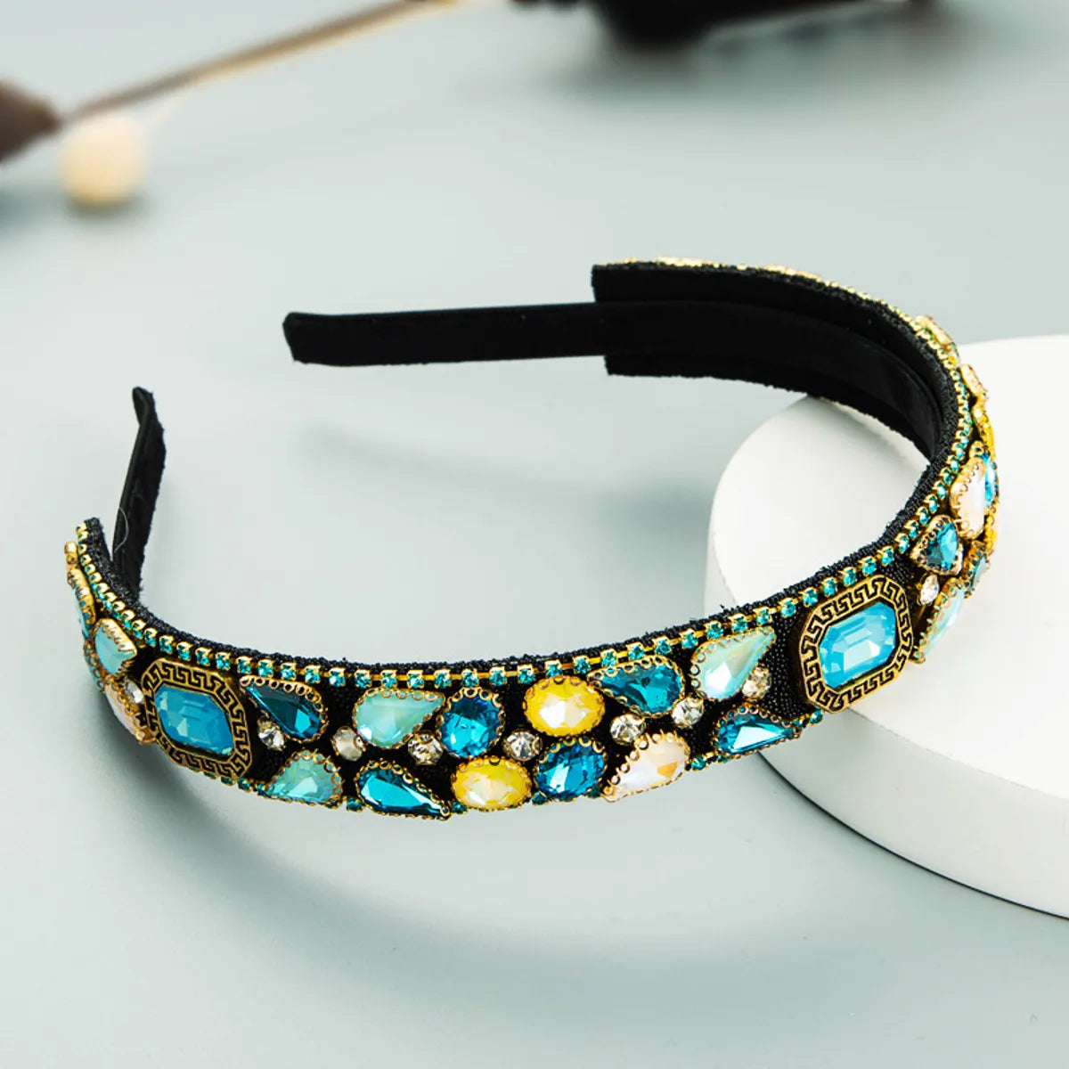 Women'S Casual Vacation Classic Style Color Block Alloy Rhinestone Glass Inlay Rhinestones Hair Band