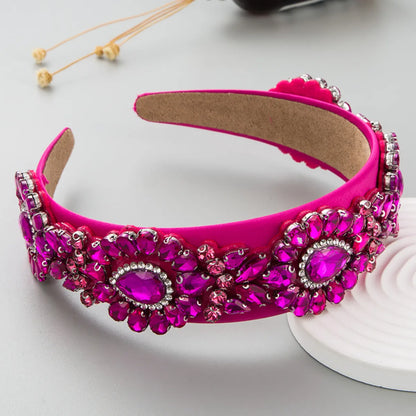 Women'S Casual Vacation Classic Style Color Block Alloy Rhinestone Glass Inlay Rhinestones Hair Band