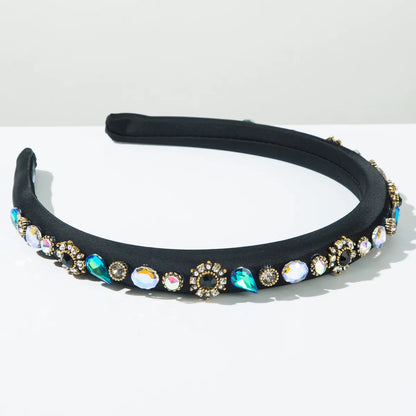 Women'S Casual Vacation Classic Style Flower Alloy Cloth Inlay Rhinestones Glass Hair Band