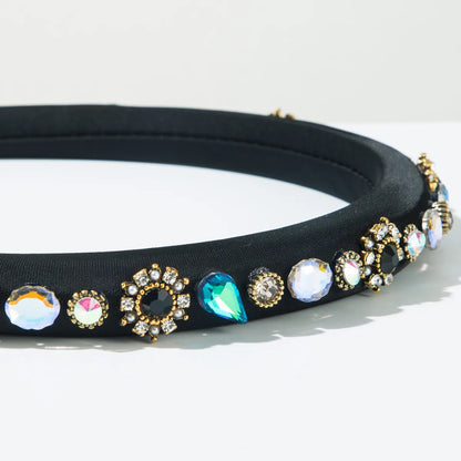 Women'S Casual Vacation Classic Style Flower Alloy Cloth Inlay Rhinestones Glass Hair Band