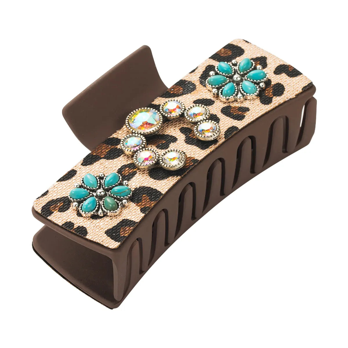 Women'S Casual Vacation Classic Style Flower Alloy Inlay Turquoise Glass Hair Claws