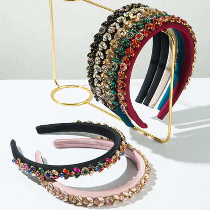 Women'S Casual Vacation Classic Style Geometric Alloy Cloth Inlay Rhinestones Glass Hair Band