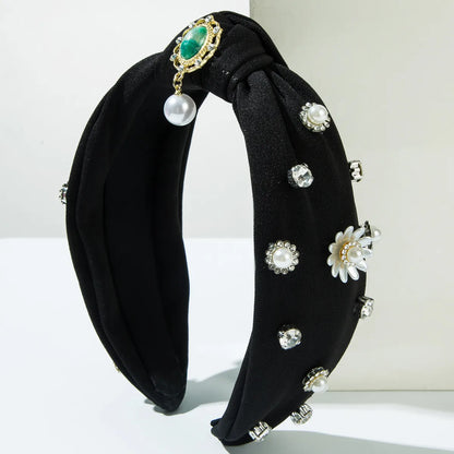 Women'S Casual Vacation Classic Style Knot Flower Alloy Cloth Resin Inlay Resin Rhinestones Hair Band