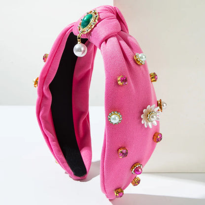 Women'S Casual Vacation Classic Style Knot Flower Alloy Cloth Resin Inlay Resin Rhinestones Hair Band