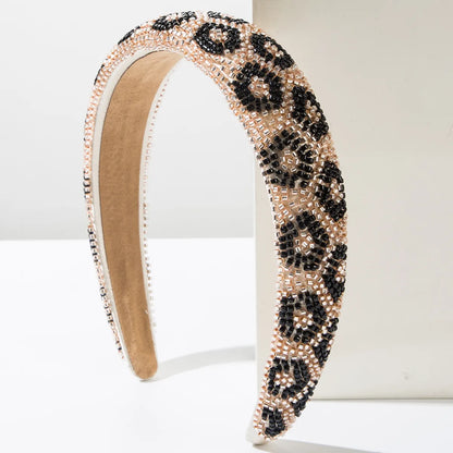 Women'S Casual Vacation Classic Style Leopard Beaded Alloy Cloth Beaded Hair Band