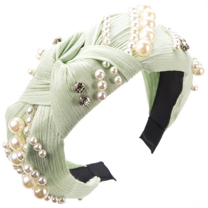 Women'S Casual Vacation Classic Style Round Alloy Cloth Plating Inlay Rhinestones Pearl Hair Band