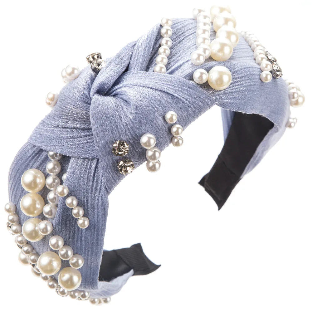 Women'S Casual Vacation Classic Style Round Alloy Cloth Plating Inlay Rhinestones Pearl Hair Band