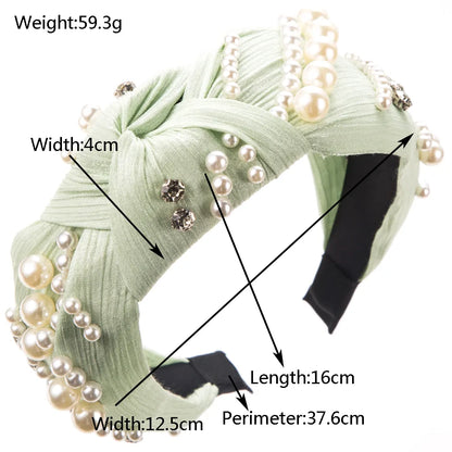 Women'S Casual Vacation Classic Style Round Alloy Cloth Plating Inlay Rhinestones Pearl Hair Band