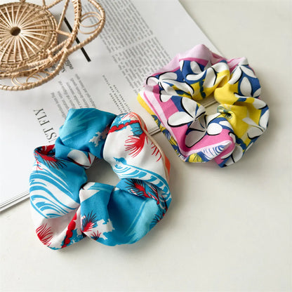 Women'S Casual Vacation Flower Cloth Printing Handmade Hair Tie