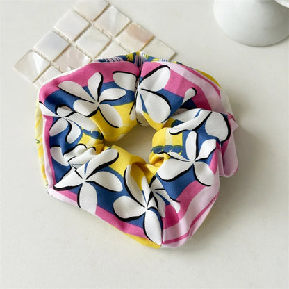 Women'S Casual Vacation Flower Cloth Printing Handmade Hair Tie