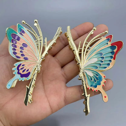 Women'S Chinoiserie Butterfly Alloy Hair Claws